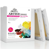PHOENIX Small Stretched Canvas for Painting 6x6 Inch/7 Value Pack, 8 Oz Triple Primed 5/8 Inch Profile 100% Cotton White Blank C