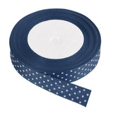 MECCANIXITY Grosgrain Ribbons 25 Yards 3/4 Inch Dark Blue with White Dots Ribbon Bow Decoration for Crafts Gift Wrapping Wedding