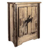 Montana Woodworks Homestead Collection Accent Cabinet With Laser Engraved Bronc Design, Right Hinged, Stain & Clear, Stained & C