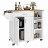 YITAHOME 37 Rolling Kitchen Island Cart with Storage, Butcher Block Island on Wheels, Mobile Kitchen Storage Carts with Shelves