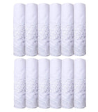 Bulk New Embroidery Ladies White Flower 100% Cotton Handkerchiefs