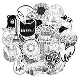 QTL Black and White VSCO Stickers for Teens Cute Stickers for Water Bottles Laptop for Girls Waterproof Vinyl Pack 50Pcs