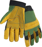 John Deere JD00009 Leather Gloves - X-Large, Grain Cowhide Leather Palm, Spandex Back, Hook and Loop Wrist