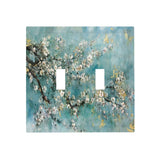 Wpshijia Abstract Flower Oil Painting 2 Gang Light Switch Plate Cover Double Toggle Wall Plate Decorative Switchplate Electrical