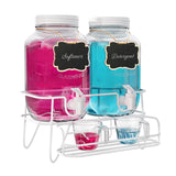 Roetell 2 Sets 1 Gallon Laundry Detergent Dispenser with Stand, Glass Laundry Soap Dispenser, Liquid Laundry Detergent Dispenser