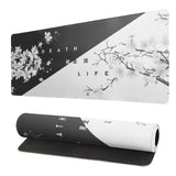 Black and White Mouse Pad 31.5 X 11.8 Inch Japanese Cherry Blossom Extended Large Mouse Mat Non-Slip Rubber Mousepad Stitched Ed