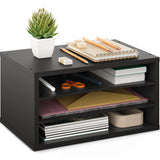 Ballucci Paper Organizer, 3-Tier Stackable Wood Desk Organizer, Document File Organizer and Mail Sorter with Adjustable Storage