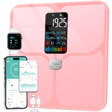 ABLEGRID Body Fat Scale,Digital Smart Bathroom Scale for Body Weight,Large Color Display Screen,16 Body Composition Metrics BMI,