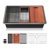 30 Undermount Kitchen Sink Black Stainless Steel - Lordear 30x19 Kitchen Sink Undermount Gunmetal Black Workstation 16 Gauge Sta
