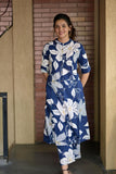 Anni Designer Women'S Rayon Viscose Straight Printed Kurta With Pant (Sunoni Blue-Vks01_Xl_Blue_X-Large),Blue,XL,Rayon Blend,Classic,