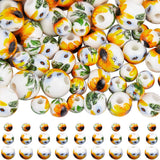 SOFPLATE 1 Box 100Pcs Ceramic Flower Beads Round Ceramic Beads Yellow Sunflower Porcelain 6mm 8mm 10mm Small Summer Floral Space