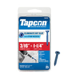 Tapcon 3/16 x 1-1/4 Inch Blue Climaseal Star Head Concrete Anchors, 25 PCS, Corrosion Resistant Coating, Heavy-Duty Concrete and