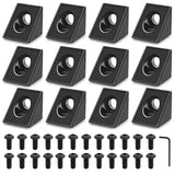 Seekliny 12pcs 2020 2-Way Corner Angle Bracket Connector 2020 Extrusion Hardware T-Slot V-Slot Accessories with Screws and Nuts