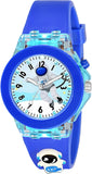 Papio Blue Color Silicone Band Cute Cartoon Design Multi-Function 7 Color Light Analog Wrist Watch For Kids, Children, Boys, And