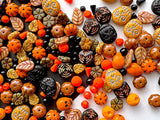2.29 oz (65 g) Unique Mix of Czech Glass Beads for Jewelry Making, Beads & Bead assortments. Mixed Shapes and Size, Orange-Black