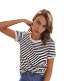 Toplot Stripe Printed Short Sleeve Regular Fit Top For Women (Top-5142-White-Xs),White,,B0CHQBNZ74