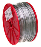 Galvanized Steel Wire Rope on Reel, 7x7 Strand Core, 1/16 Bare OD, 500 Length, 96 lbs Breaking Strength