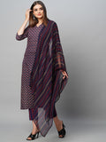 Gosriki Women'S Cotton Blend Straight Printed Kurta With Pant & Dupatta (Farali Blue-Gs_S_Blue_Small),Blue,,B0CGD6ZCSF