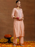 Libas Women'S Silk Blend Kurta Sets (Gs923_Peach Peach L