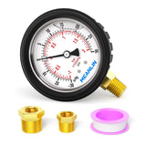 MEANLIN MEASURE -30inHG~30Psi Stainless Steel 1/4 NPT 2.5 FACE DIAL Vacuum Pressure Gauge, Lower Mount (with Rubber Protective S