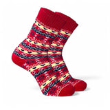 Sockscarving Feel The Comfort Pure Cotton Premium 1 Pair Fair Isle Knit Socks, Red And Navy Pattern, Crew Length For Men And Wom