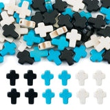 Fashewelry 60pcs Turquoise Cross Beads Mixed Color Crucifix Stone Beads Small Faith Cross Spacer Bead for Easter DIY Beaded Neck