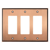 Henne Bery Soft Modern Decorative Wall Plate Switch Plate Outlet Cover (Triple Decorator, Antique Copper)