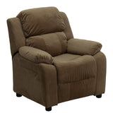 Flash Furniture Charlie Microfiber Kids Recliner with Flip-Up Storage Arms and Safety Recline, Contemporary Reclining Chair for