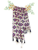 Chandwasia New Launched Women Ikat Printed Long Stole Neck Wrap 100% Cotton Lightweight, Shawl, Scarves Scarf28X72 Inche (Desig
