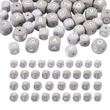 Boutigem 46Pcs 12mm Gray Cube Number Letter Silicone Beads Square Capital Alphabet Soft Rubber Focal Beads Number 0-9 Loose Spac