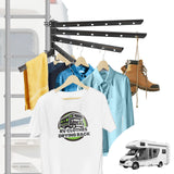 RV Clothes Drying Rack, 26.5-inch Width Ladder Mounted Clothes Drying Rack with 5 Swivel Arms, All Metal, Foldable Design, 90 LB