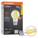 Sylvania LED TruWave Natural Series A19 Light Bulb, 100W Equivalent, Efficient 15W, 1600 Lumens, Medium Base, Dimmable, Clear, 2