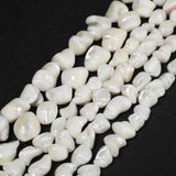 THRELE 10-12mm Natural White Irregular Mother of Pearl Shell Loose Beads for Jewelry Making (Approx. 30pcs)