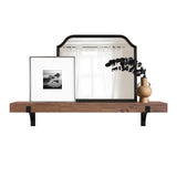 Master & Co. Modern Floating Fireplace Mantel with Black Metal Brackets, Long Floating Shelves for Wall D cor, 60 inches, Walnu