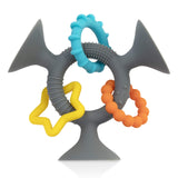 Nuby Silly Three Prong Interactive Suction Toy with Colorful Rings, Gray