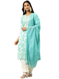Libas Womens Printed Cotton Blend Straight Kurta With Salwar And Dupatta