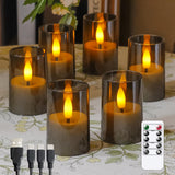 Wroxipel Rechargeable Acrylic Flameless Votive Candles with Timer & Remote Control, 1.7 x2.5 Flickering LED Warm Glow Tealight f