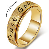 AmorArtSky Trust God Fidget Spinner Ring for Women & Men - Anxiety Relief 18K Gold Plated Stainless Steel, Hypoallergenic Fidget