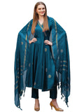 Gosriki Women'S Rayon Blend Anarkali Printed Kurta With Pant & Dupatta (Berlin Kerosin-Vks02-Gs_M_Dark Blue_Medium),Dark Blue,,B0DJ3CK5NC