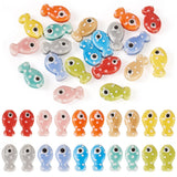 Elecrelive 20Pcs Ceramic Fish Beads 10 Colors Ocean Sea Animal Spacer Beads Porcelain Painted Fish Charms for DIY Bracelets Earr