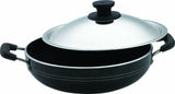 Pigeon by Stovekraft NonStick Aluminium Kadai, 150 with SS Lid Dia 19.7cm, Black