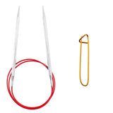 ChiaoGoo Red Lace 32 inch (81cm) Circular Knitting Needles US Size 8 (5mm) Stainless Steel 7032-8 with Stitch Holder