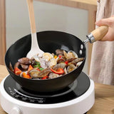 bnf Iron Wok Flat Bottom Pan for Stir Frying and Stewing All Cooktops Gas Stoves 24cm