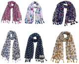 Fusfus WomenS Printed Chiffon Scarves And Stoles, Free Size(Multicolour, Fs2441) Pack Of 6 (Multicolor4)