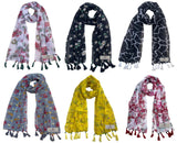 Fusfus WomenS Printed Chiffon Scarves And Stoles, Free Size(Multicolour, Fs1882) Pack Of 6 (Multicolor4)