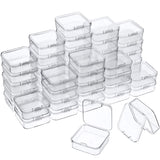 48 Packs Clear Small Plastic Containers Transparent Storage Box with Hinged Lid for Small Items Crafts Jewelry (2.12 x 2.12 x 0.