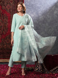 Anni Designer Women'S Rayon Blend Solid Straight Kurta With Pant & Dupatta (Pragya See Green-Vks01_S_See Green_Small),See Green,S,,,