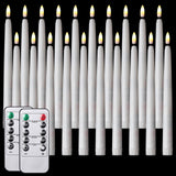 Tuanse 20 Pack White Flameless Taper Candles Flickering Bulk Long LED Advent Candlesticks Battery Operated with Remote and Timer