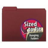 Smead 10275 Interior File Folders 1/3 Cut Top Tab Letter Maroon 100/Box