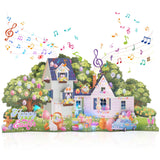 VIVIKEN Pop Up Easter Cards, 3D Jumbo Easter House Greeting Card with Lights & Music, Giant Happy Easter Bunny Eggs Scene Card K
